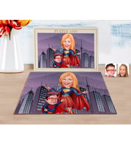 BK Gift Kişiye Özel Süper Anne ve Çocuk Karikatürlü 1000 Parça Profesyonel Puzzle