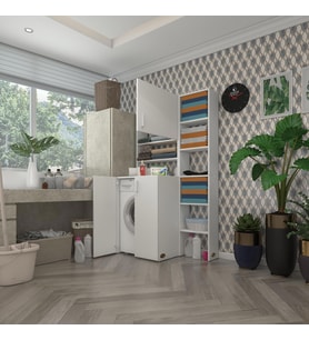 Kenzlife çamaşır makinesi dolabı kasparovmaks byz 180*096*55-20 banyo kapaklı arkalıksız (Karışık)