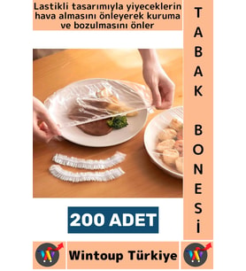 #TabakBonesi Hava Almaz Bozulma Önleyen Yemek Saklama Tazelik Lastikli Tencere Tabak Bonesi 200 Adet