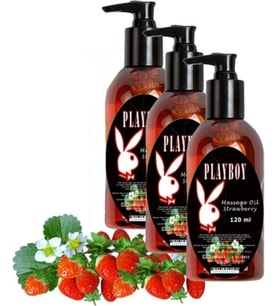 Playboy Strawberry Massage Oil 3 Adet Çilek Aromalı Vücut Masaj Yağı