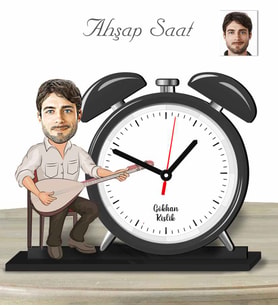 Kişiye Özel Ahşap Saat-Saz Çalan Erkek-1