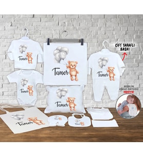 Minito Baby İsme Özel 13'lü Pamuklu Erkek Bebek Hastane Çıkışı Seti_MT_239