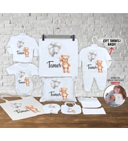 Minito Baby İsme Özel 13'lü Pamuklu Erkek Bebek Hastane Çıkışı Seti_MT_239
