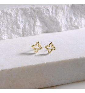 14 Ayar Altın Noktalı Sade Küpe 0,89 gr