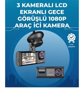 Gece Görüşlü 3'lü Araç Kamerası – Geri Görüş Destekli, 170° Geniş Açı