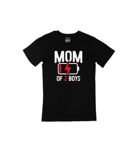 Mom Of 2 Boys Erkek Annesi Siyah Tişört