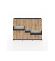 Arges Dolap 13 Raflı 3 Çekmeceli 9 Kapaklı 220x30x163 Antrasit-Çam