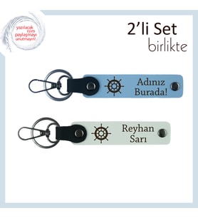 Seyahat Ruhunu Yansıtan Tasarım, Gemi Dümeni Desenli Anahtarlık Takımı, Gök Mavi-Beyaz