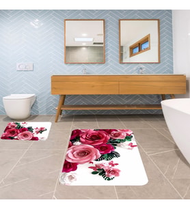 Banyo Halısı Ikili Klozet Takımı Kaymaz Tabanlı Banyo Paspas Takımı (Karışık)