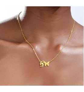 Kelebek Harf Model 14 Ayar Altın Kolye