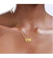 Kelebek Harf Model 14 Ayar Altın Kolye