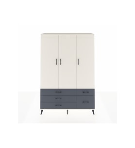 Hyperion Dolap 5 Raflı 5 Çekmeceli Tek Askılı 132x44x195 Aytaşı-Aytaşı/Antrasit
