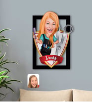 BK Gift Kişiye Özel İsimli Kadın Kuaför Karikatürlü 3D Ahşap Tablo-1