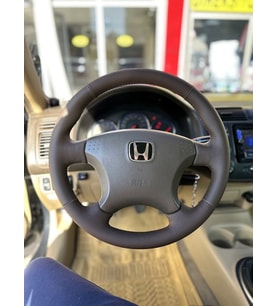 Honda VTEC 2 Kasaya Uyumlu Araca Özel Direksiyon Kılıfı Kahverengi Deri Kahve ipli