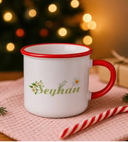 BK Gift Kişiye Özel İsimli Kırmızı Emaye Kupa Bardak -4, Arkadaşa Hediye, Sevgiliye Hediye