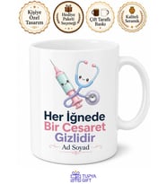 Hemşirelik Öğrencisine Beyaz Nöbet Takımı İğne Stresi Kupası Hediye Bardak