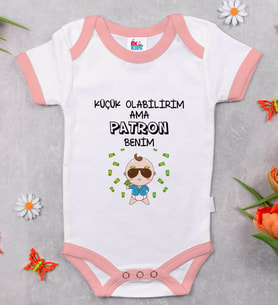 BK Kids Patron Benim Tasarımlı Pembe Bebek Body Zıbın-1