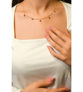 KIRMIZI TAŞLI DORİKA KOLYE 22 AYAR A064735