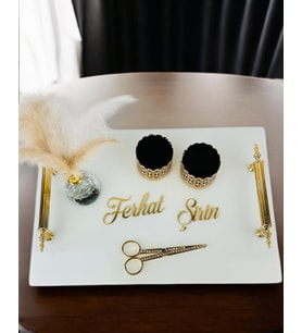Promise Beyaz Söz Nişan Tepsisi (Gold)