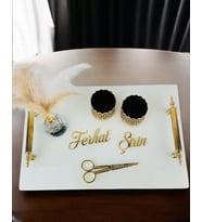Promise Beyaz Söz Nişan Tepsisi (Gold)