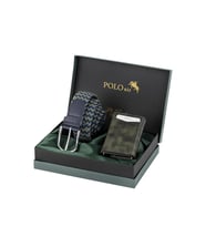 Polo Air Mıknatıslı Otomatik Mekanizmalı Cüzdan Örgü Esnek Kemer Erkek Kombin Set Yeşil Lacivert Renk M-07-Y