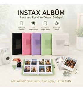 İnstax Polakart Cepli Fotoğraf Albüm -193 Kapasite +48 fotoğraf hediyeli
