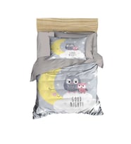 Yenidoğan Kız / Erkek Unisex Bebek Nevresim Takımı %100 Pamuklu Good Night Gri (Çok Renkli)