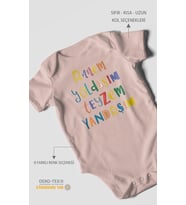 Annem Yoldaşım Teyzem Yandaşım Baskılı Bebek Zıbını – Çıtçıtlı Body  %100 Pamuk Kısa Kol (Pastel Pembe)