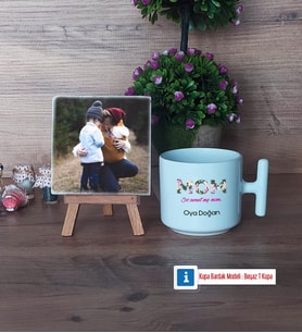 Anneye Hediye Fotoğraflı Dekoratif Taş, Kupa Bardak Beyaz Hediye (Model 12)
