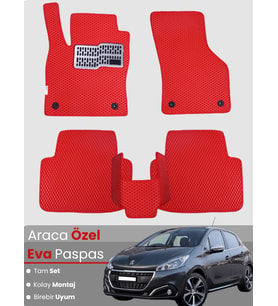 PEUGEOT 208 (2012-2019) Uyumlu EVA Paspas Tam Set–Araca Özel,Oto Paspas,Kolay Montaj