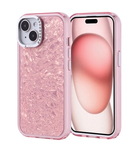 Apple iPhone 15 Uyumlu Kılıf Taşlı Tasarımlı Zore Kapi Kapak (Pembe)