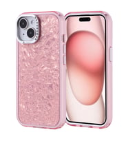 Apple iPhone 15 Uyumlu Kılıf Taşlı Tasarımlı Zore Kapi Kapak (Pembe)