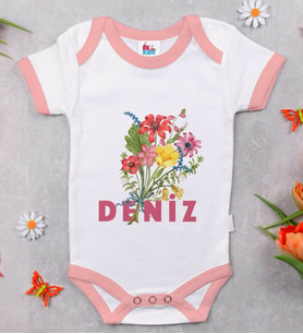 BK Kids Kişiye Özel Pembe Bebek Body Zıbın - Model 122