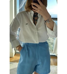 LCST Unisex Beyaz Keten Gömlek