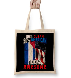 50% Cuban 50% American %100 Awesome Immigrant Bez Çanta Uzun Saplı