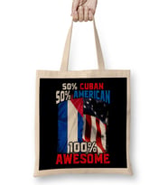 50% Cuban 50% American %100 Awesome Immigrant Bez Çanta Uzun Saplı