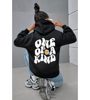 One Of a Kind Baskılı Erkek - Kız Çocuk Rahat Kalıp Sweatshirt (Siyah)