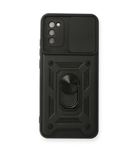 Samsung Galaxy A02s Kılıf Pars Lens Yüzüklü Silikon - Siyah