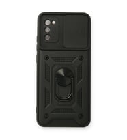 Samsung Galaxy A02s Kılıf Pars Lens Yüzüklü Silikon - Siyah
