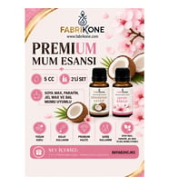 Premium Mum Esansı 5 cc 2'li Set - Hindistan Cevizi, Japon Kirazı - Soya Wax, Parafin, Jel Wax ve Bal Mumu Uyumlu BKFAB2HCJK5