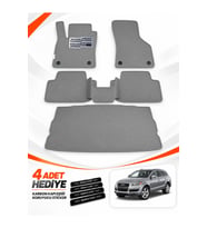 e-biz AUDİ Q7 (2005-2015) Uyumlu EVA Oto Paspas Bagaj Paspası Dahil Metal Topukluklu Açık Gri
