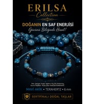 SERTİFİKALI ERILSA Mavi Akik Terahertz Doğal Taş Bileklik 6 mm Ayarlanabilir Premium Tasarım