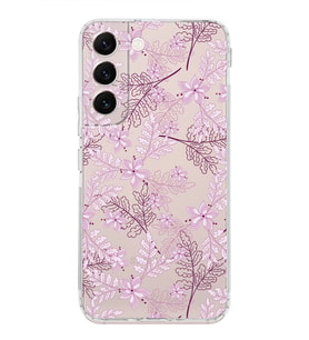 Samsung Galaxy S22  Kamera Korumalı Kapak Floral Pudra Tasarımlı  Şeffaf  Kılıf