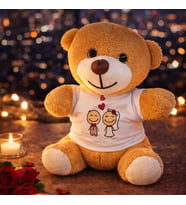 Sevimli Gelin Damat Tişörtlü Peluş Ayıcık