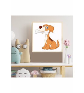 Sevimli Köpek Çocuk Odası Ahşap Çerçeve Tablo 7