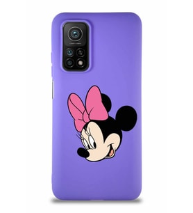 Xiaomi Mi 10T Soft Premier Kapak Minnie Mouse-B Tasarımlı Silikon Kılıf - Mor (Şeffaf)