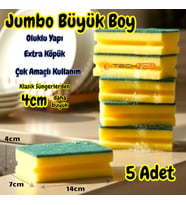Technow Jumbo Büyük Boy Vip Kaliteli 14 x 7 cm Oluklu Bulaşık Süngeri 5 Adet