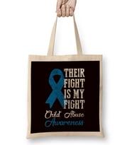 Their Fight My Fight Child Abuse Awareness Blue Ribbon April Bez Çanta Uzun Saplı
