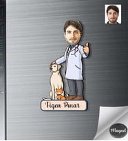 Kişiye Özel Veteriner Hekim Erkek Ahşap Magnet -5
