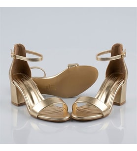 Kindep (Serrace) Kaın Kısa Topuklu Tek Ban Kadın Sandalet ALTIN